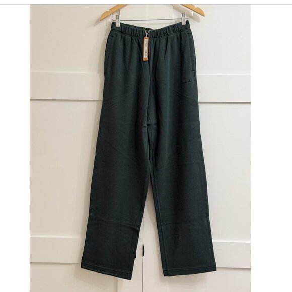 Skims Cotton Fleece Classic Straight Leg Pant in Spruce, Size X-Small - Picture 6 of 9